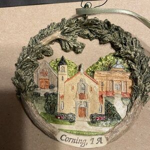 Christmas Ornament. Corning, Iowa Decorative Wreath 1999. Churches